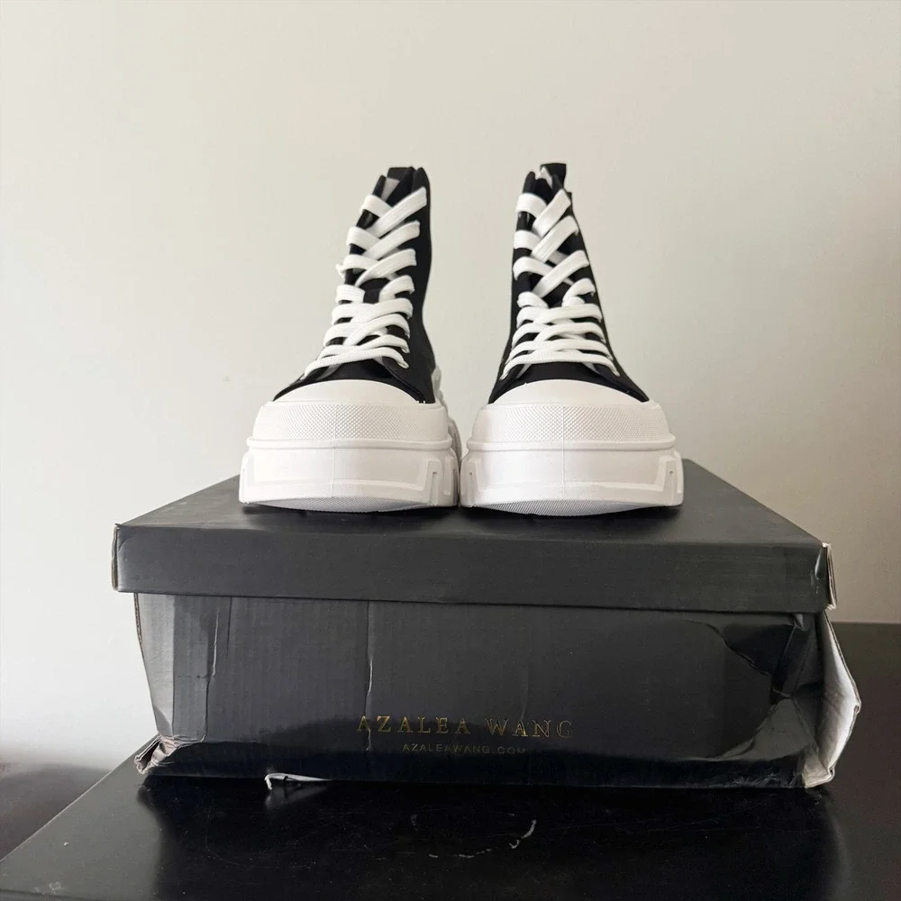 Azalea Wang Chaney Black Chunky Platform High Top Sneaker Boots Shoes Sz 10 NEW